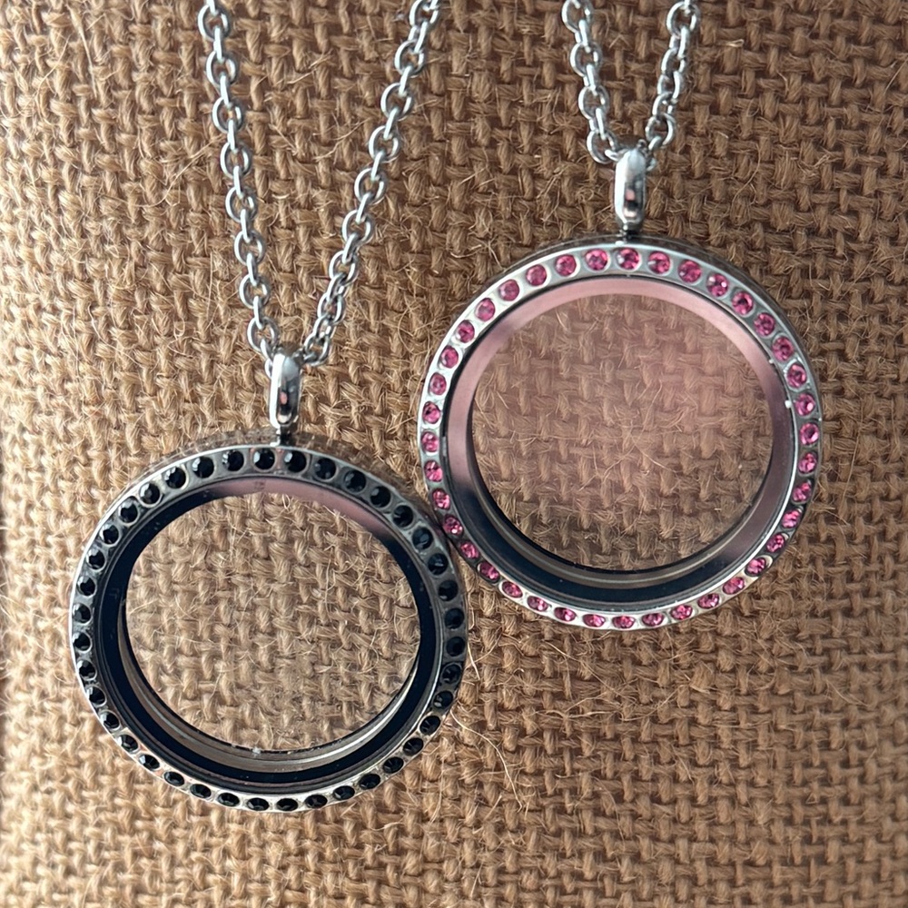 2-South Hill Design Lockets with charms and accessories.